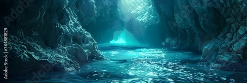 Glowing Underwater Cave:An Enchanting Aquatic Realm Beckons