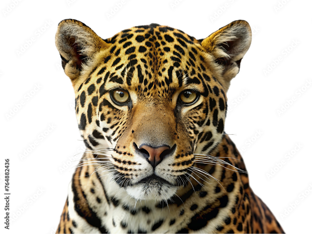 Obraz premium Leopard portrait. Panthera on transparent background.
