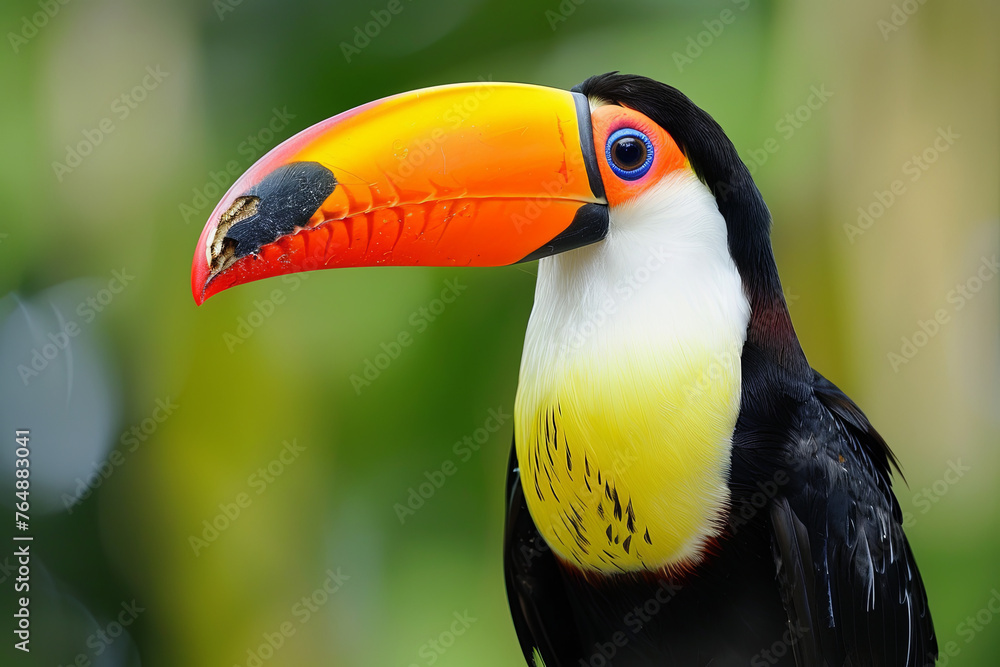 Colorful toucan bird against a green background Colorful toucan bird against a green background