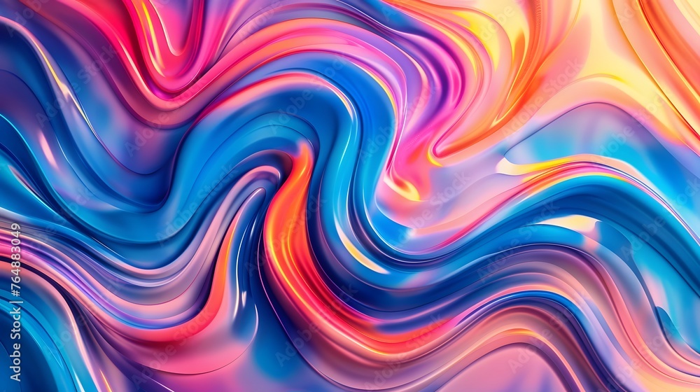 Vibrant liquid paint swirls in abstract patterns, premium wallpaper featuring colorful fluid background