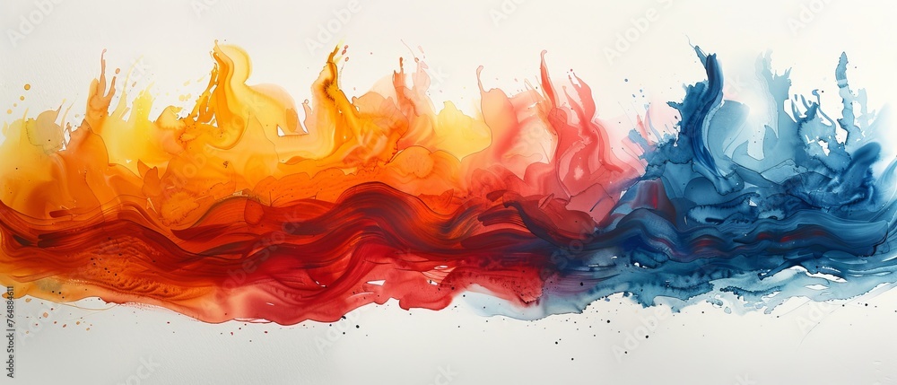 The abstract watercolor art was painted by hand on a white background, in watercolor.
