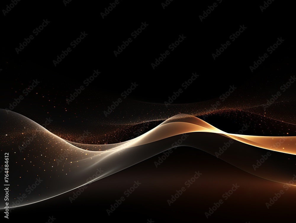 Beige wave on a black background, in the style of futuristic spacescapes