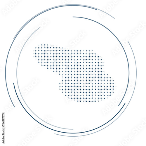 The sanding machine symbol filled with dark blue dots. Pointillism style. Vector illustration on white background