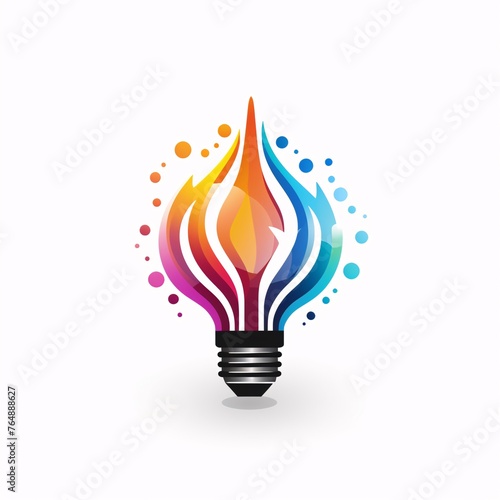 a light bulb with colorful flames