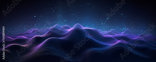 Black and purple waves background, in the style of technological art