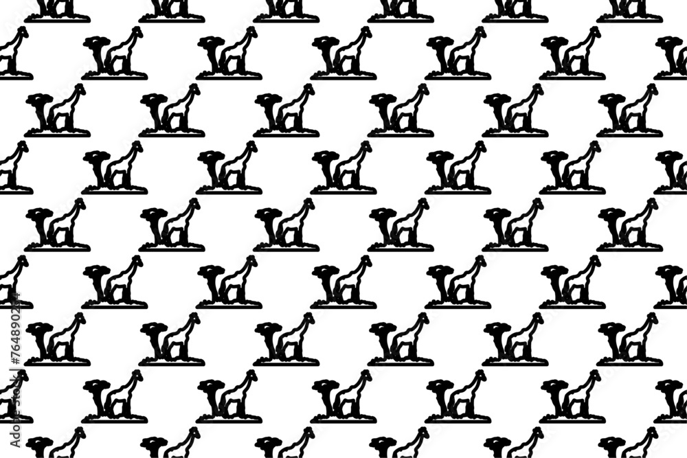 Obraz premium Seamless pattern completely filled with outlines of giraffe symbols. Elements are evenly spaced. Vector illustration on white background