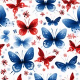 Seamless pattern with butterflies and flowers. Vector Illustration.
