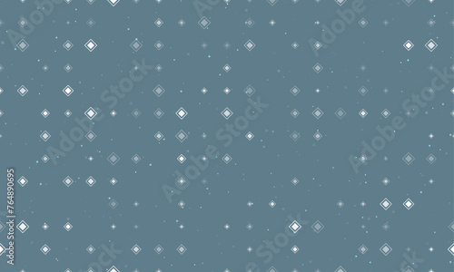 Seamless background pattern of evenly spaced white main road signs of different sizes and opacity. Vector illustration on blue gray background with stars
