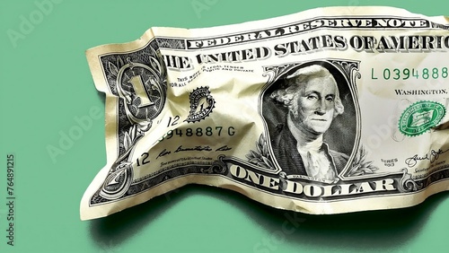 crumpled dollar with green background