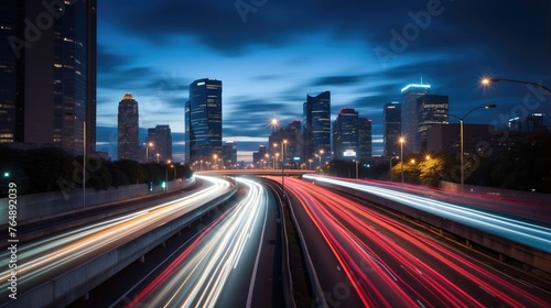 City Pulse: Dynamic Light Streams Along the Urban Nightscape