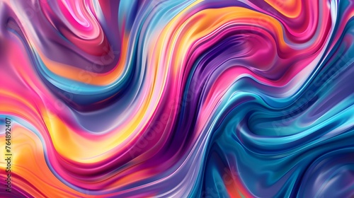 Abstract swirl waves in colorful paint  vibrant fluid wave background for wallpaper