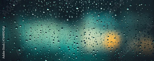 Black rain drops on an old window screen with abstract background