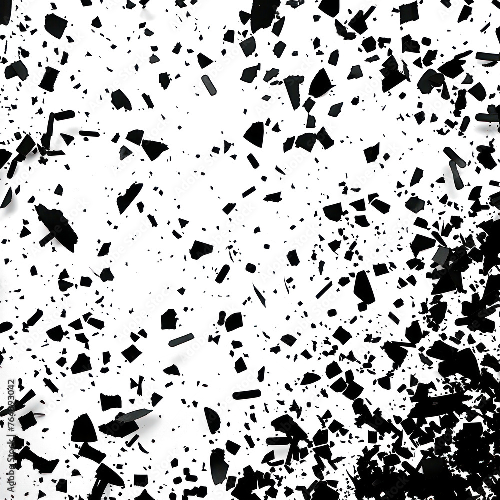 Simple confetti black and white, flat shading isolated on transparent png.
