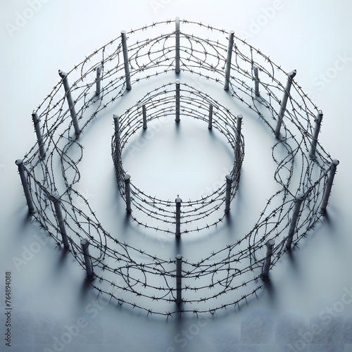 Intricate Design of Concentric Barbed Wire Fences