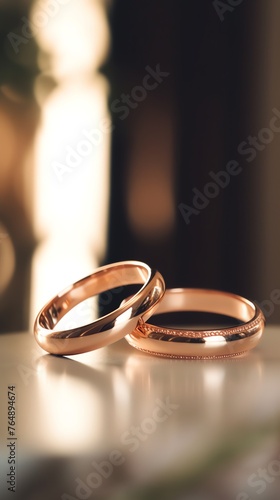 Two wedding rings for element wedding, proposal, wedding day, luxury wedding rings, gold wedding rings