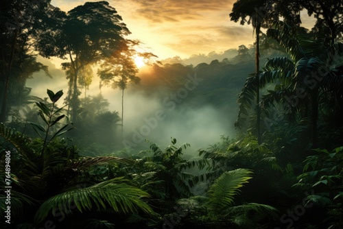 Fototapeta Naklejka Na Ścianę i Meble -  Humid rainforest sunset