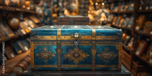antient treasure chest box with antique relic item, Generative Ai