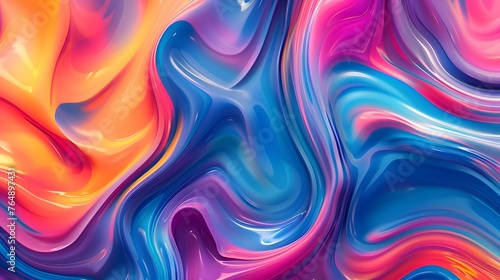 Vibrant multicolored paint swirls, swirling fluid wave background for wallpaper