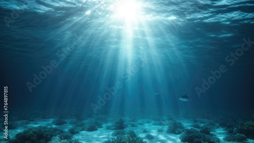  Ethereal Sunbeams Dancing on the Ocean Floor: A Serene Underwater Oasis © Artwork Vector