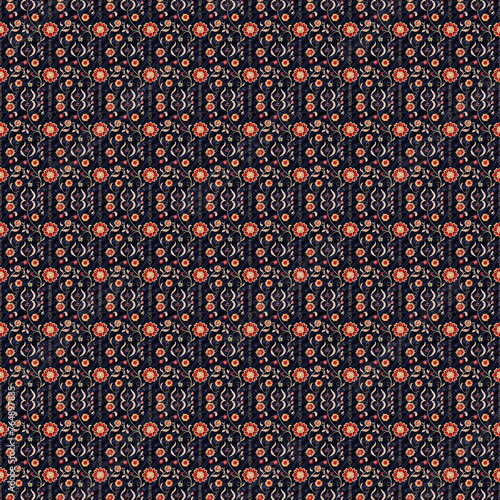 Colorful saree fabric pattern design. Seamless repeating saree pattern.