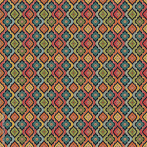 Colorful saree fabric pattern design. Seamless repeating saree pattern.
