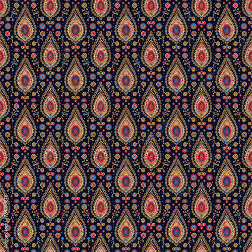 Colorful saree fabric pattern design. Seamless repeating saree pattern.