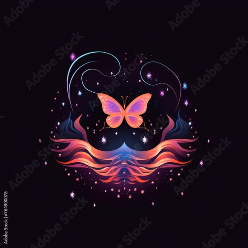 Butterfly in the magic space. Vector illustration for your design