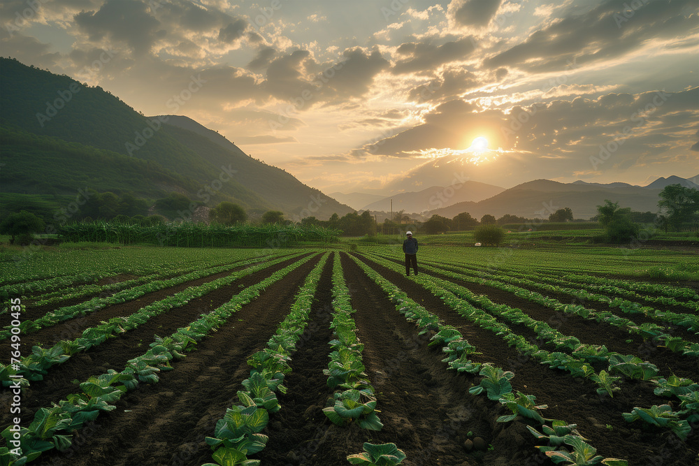 Farmer working in vegetable field