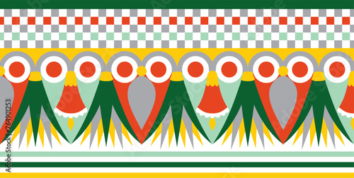 Vector colorful seamless Egyptian border. Endless Ornaments of Ancient Egypt. Geometric African frame..