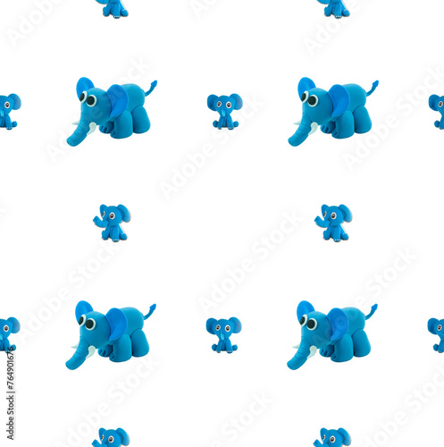 Plasticine blue Elephant seamless Textile wrapping paper background