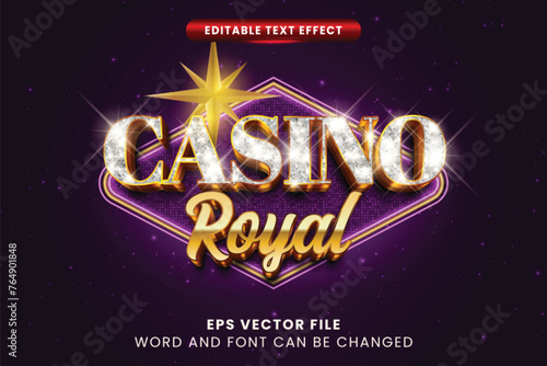 Casino royal spin luxury silver 3d editable vector text effect