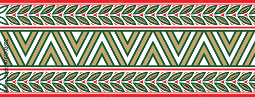 Vector colored seamless Yakut ornament. Endless border, frame of the northern peoples of the Far East.