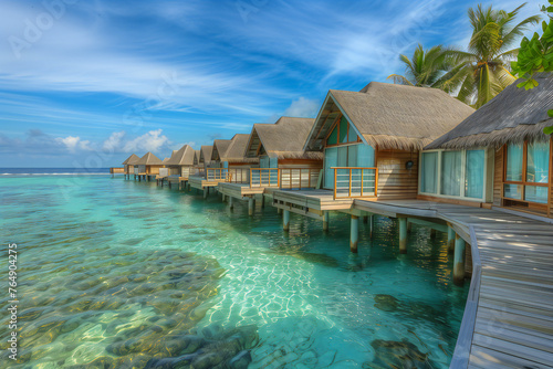 luxury villas on the water in the maldives. beautiful places for travel and relaxation © VetalStock