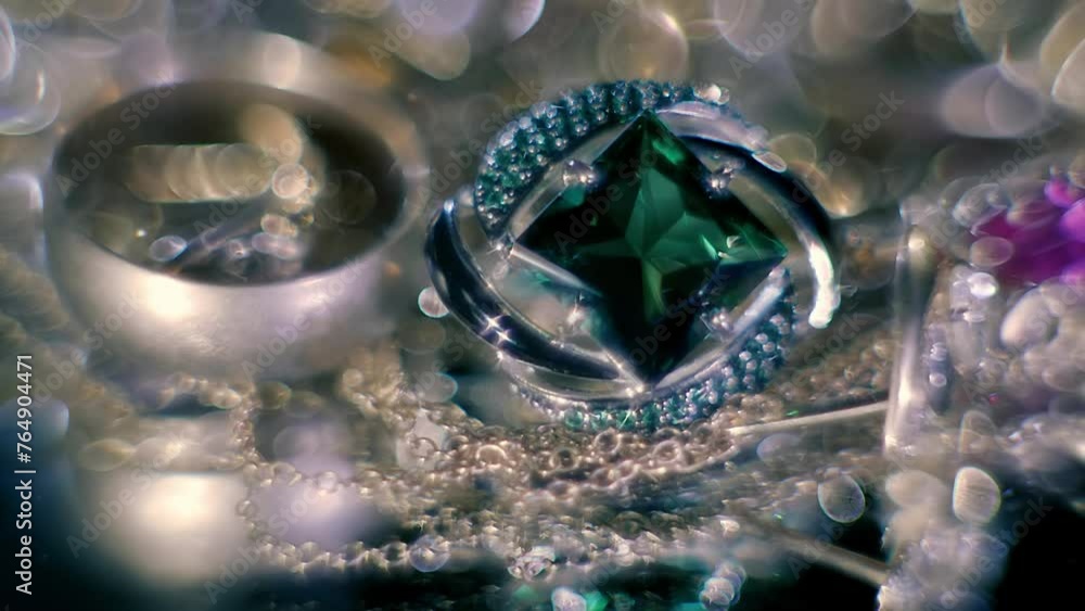 Beautiful shiny, sparkling golden jewelry with glare in gems. Macro. Closeup. Shallow depth of field Beautiful shiny, sparkling golden jewelry with glare in gems. Macro. Closeup. Shallow depth of field