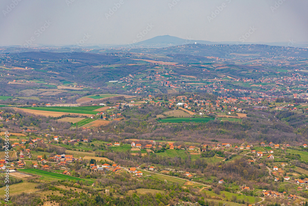 View From Kosmaj Mountain Serbia Spring Day Landscape
