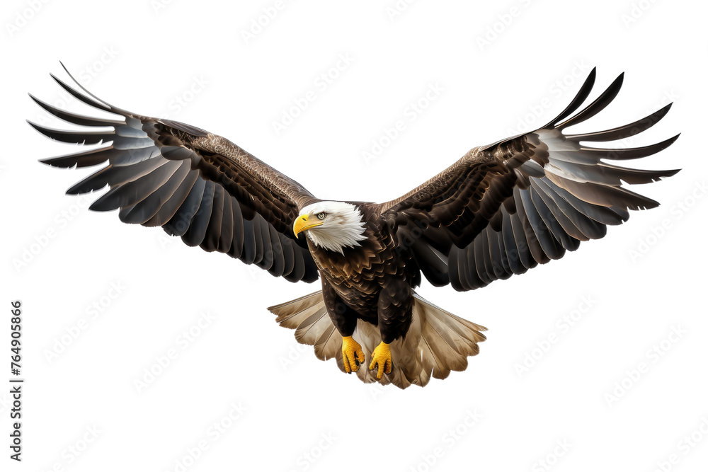 Obraz premium Majestic Bald Eagle Soaring Through the Sky.