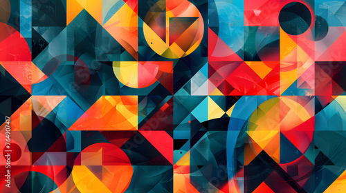 Abstract Geometric Shapes Dance in Synchronized Rhythm Background Art Concept