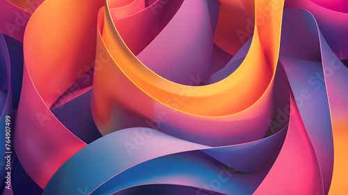 Abstract Geometric Shapes Intertwine in Colorful Background Artistic Design