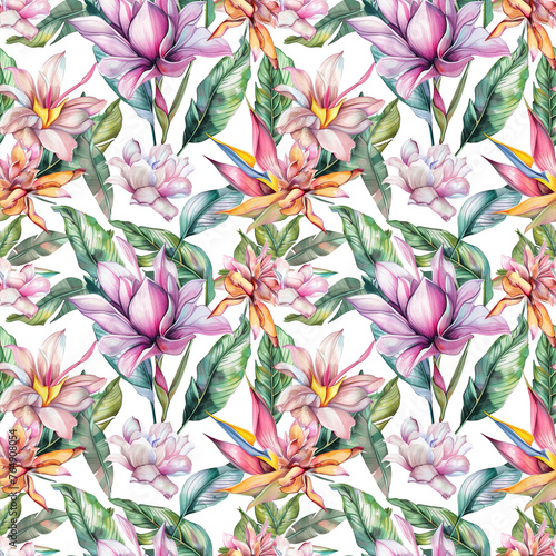 Watercolor Floral Vector Seamless Pattern Background
