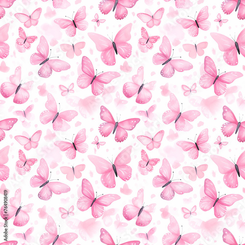 Beautiful Pink Watercolor Butterfly Tile Design