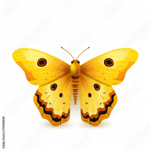 yellow moth clipart on a white background сreated with Generative Ai