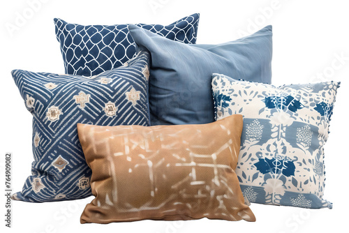 Assorted Decorative Throw Pillows - Isolated on Transparent White Background PNG