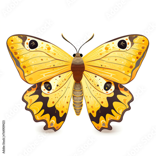 yellow moth clipart on a white background сreated with Generative Ai © Andrii Yablonskyi