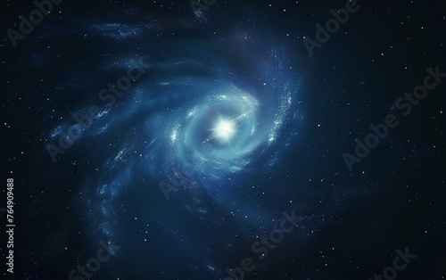 A spiral galaxy with a bright star in the center © jiawei