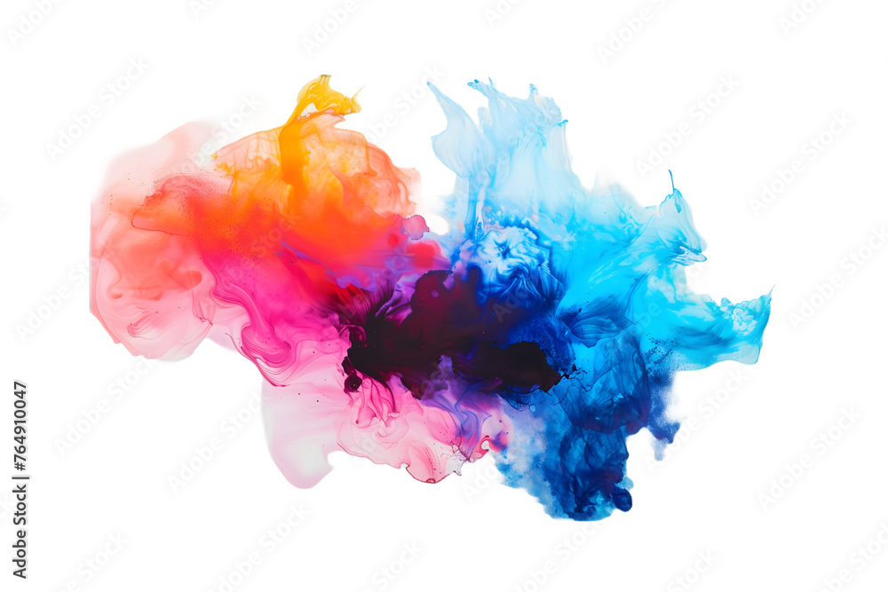 Abstract Colorful Ink Cloud in Water - Isolated on Transparent White Background PNG