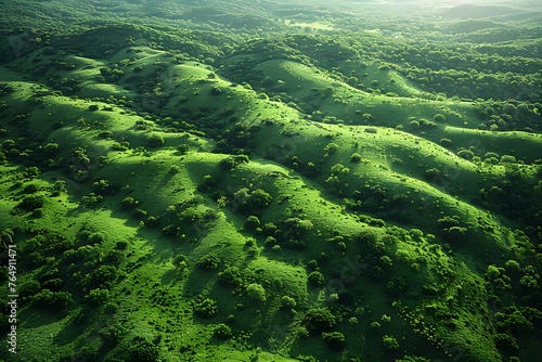 Aerial View of Lush Green Hillside