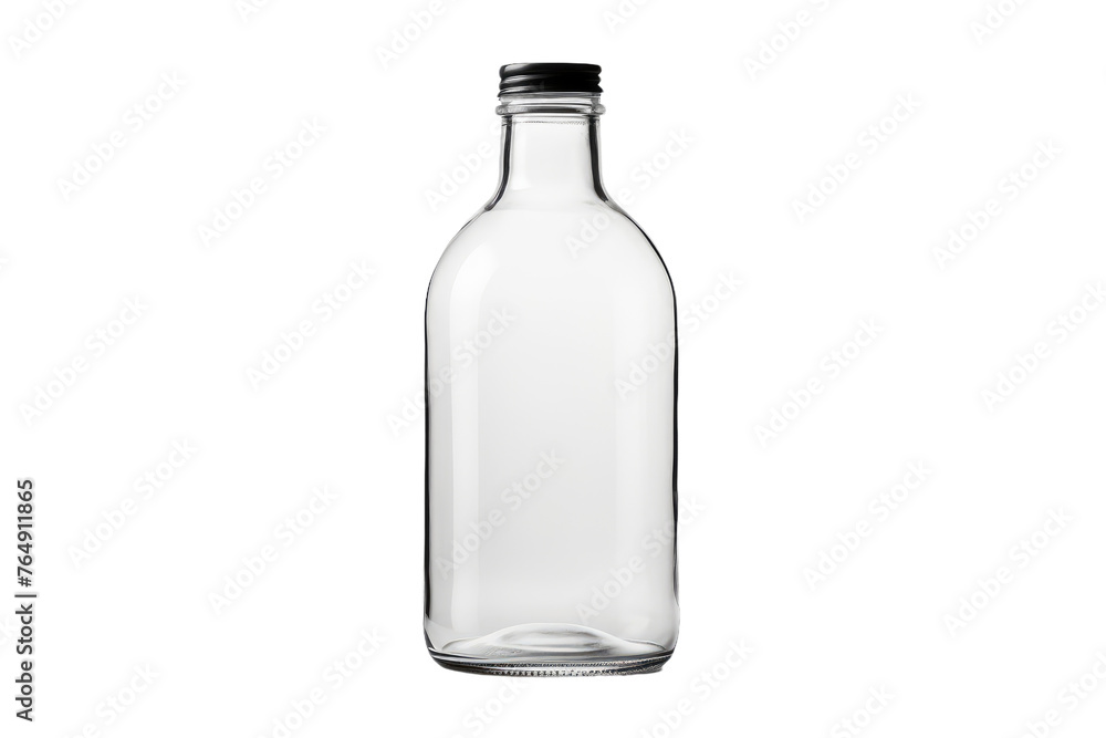 Elegance in Simplicity: Clear Glass Bottle With Black Cap. Elegance in Simplicity: Clear Glass Bottle With Black Cap.