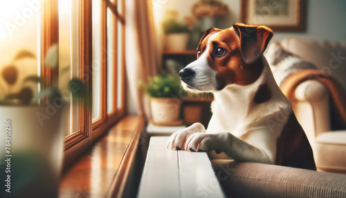 Serene Moments: Loyal Companion Awaits by the Window