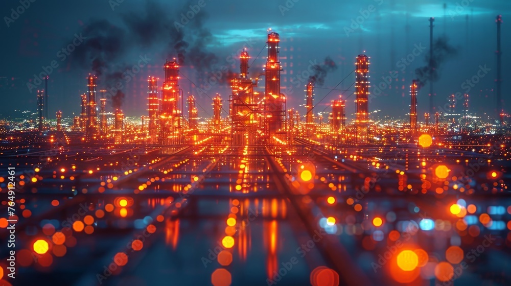 Fototapeta premium Harnessing AI in the industrial and energy sectors ensures sustainable, efficient, and adaptable production, vital for a greener future and economic resilience. 