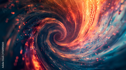Neon Swirls and Spirals Abstract Background Image - Cosmic Nebula Glow Astro Poster